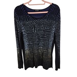 Nic + Zoe Abstract Print Long Sleeve Jersey Top